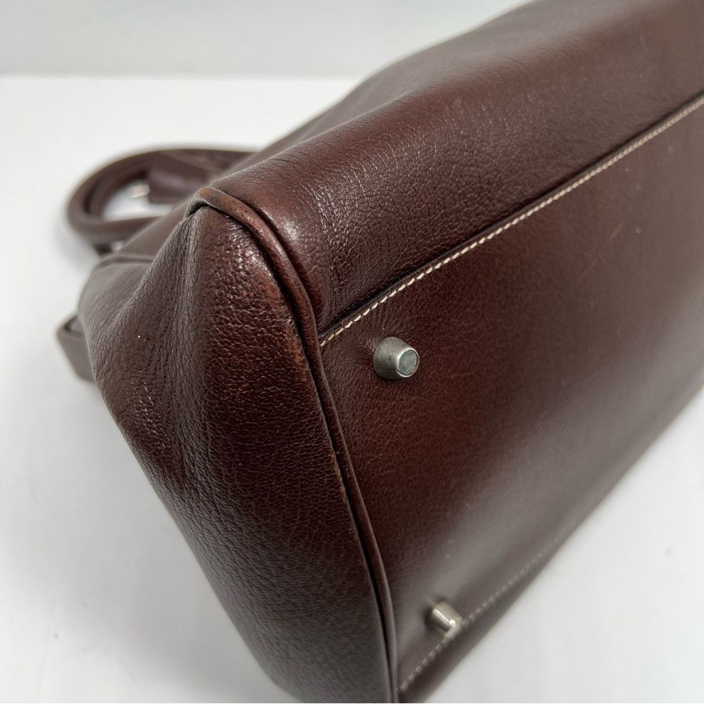 PRADA MADRAS CERNIERA DOCTOR BAG SATCHEL Red Brown LEATHER With A TOP HANDLE - Picture 6 of 16